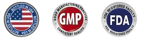 GMP and FDA certified manufacturing badges